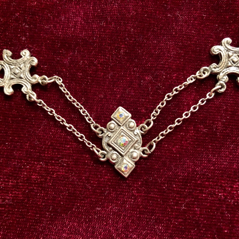 Gothic Victorian Vintage Silver Pendant Choker